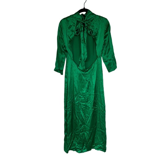 J. Crew Collection Open-Back Silk Charmeuse Long Sleeve Mock Neck Dress Size 0 - Picture 4 of 11